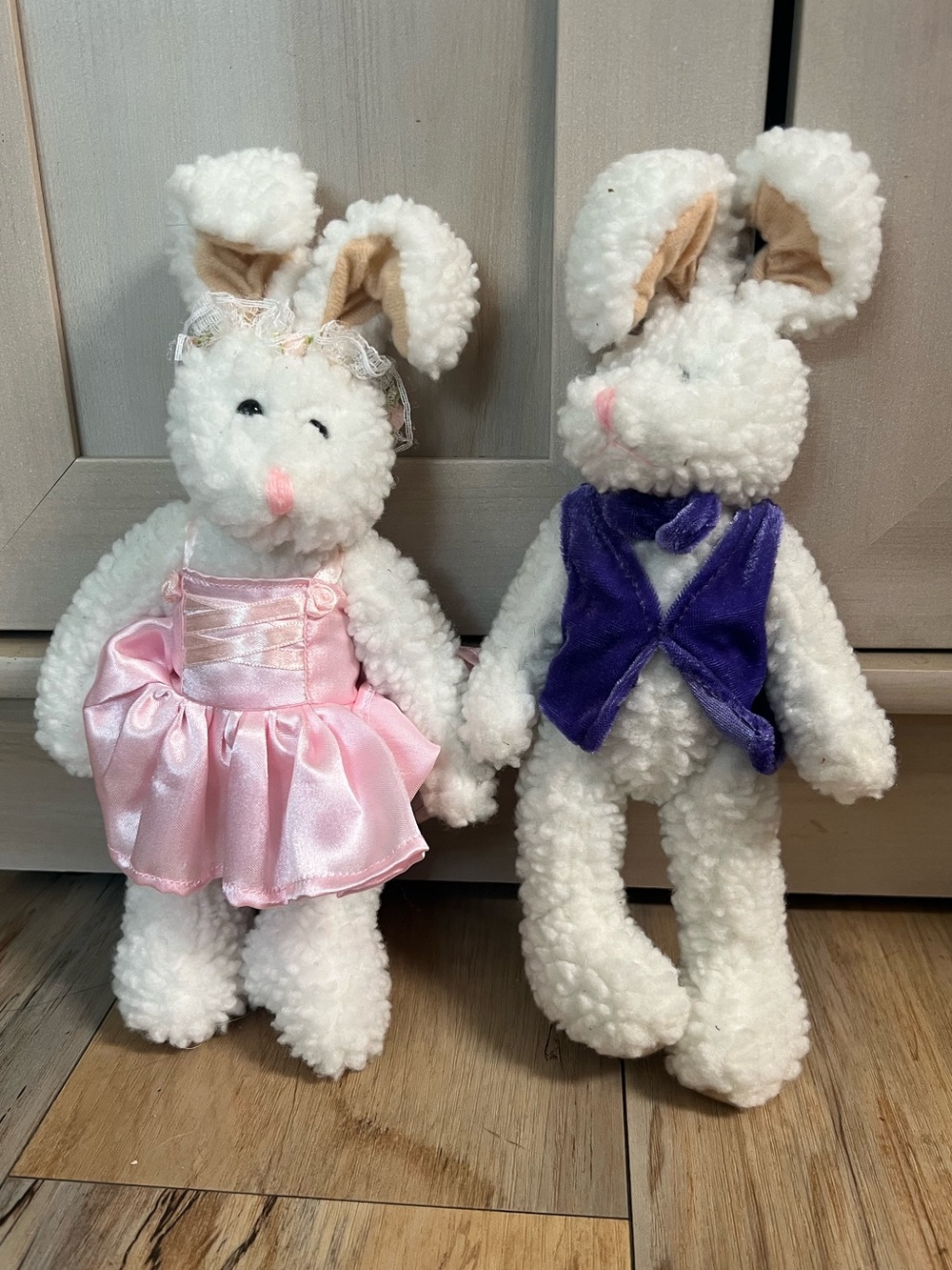 11" Plush - Wondertreats - Bunny Couple - Pink Dress & Purple Vest